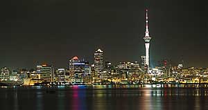 View of Auckland's Skyline at night